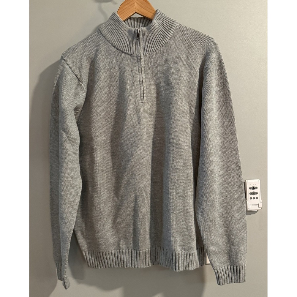 LL Bean Sweater 1/4 Zip Cotton Long Sleeve Pullover Mock Neck Men's Medium - Picture 1 of 6